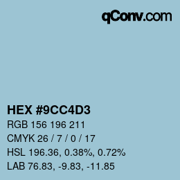 Color code: HEX #9CC4D3 | qconv.com