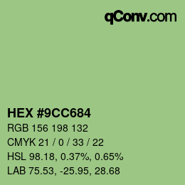 Farbcode: HEX #9CC684 | qconv.com