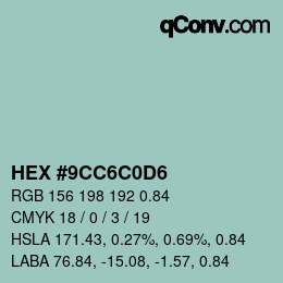 Código de color: HEX #9CC6C0D6 | qconv.com