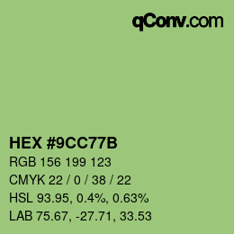 Farbcode: HEX #9CC77B | qconv.com
