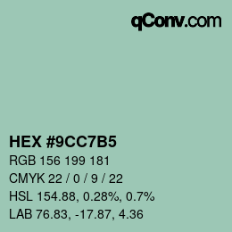 颜色代码: HEX #9CC7B5 | qconv.com