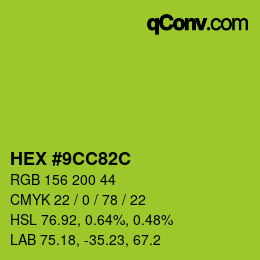 Color code: HEX #9CC82C | qconv.com