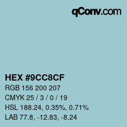 颜色代码: HEX #9CC8CF | qconv.com