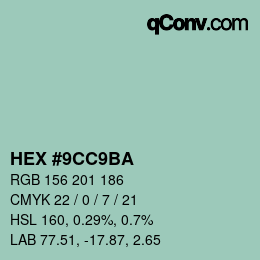 Farbcode: HEX #9CC9BA | qconv.com