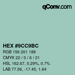 Farbcode: HEX #9CC9BC | qconv.com