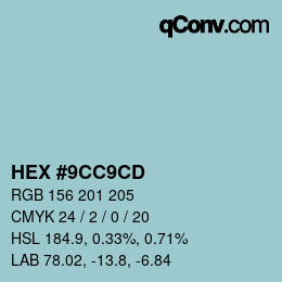 カラーコード: HEX #9CC9CD | qconv.com