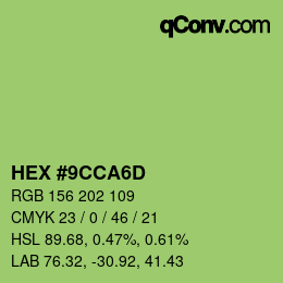 Color code: HEX #9CCA6D | qconv.com