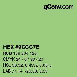 Color code: HEX #9CCC7E | qconv.com