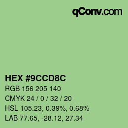 Color code: HEX #9CCD8C | qconv.com