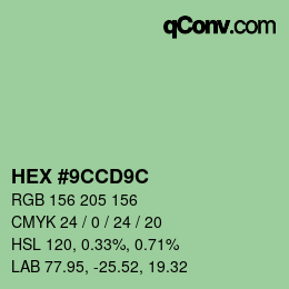 Color code: HEX #9CCD9C | qconv.com