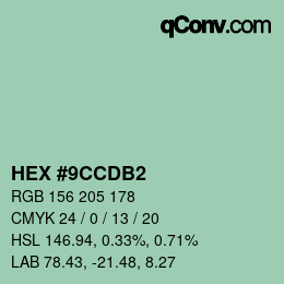 カラーコード: HEX #9CCDB2 | qconv.com