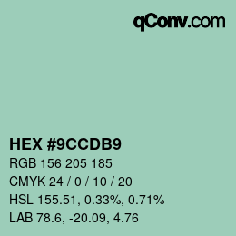 カラーコード: HEX #9CCDB9 | qconv.com