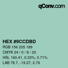 Color code: HEX #9CCDBD | qconv.com