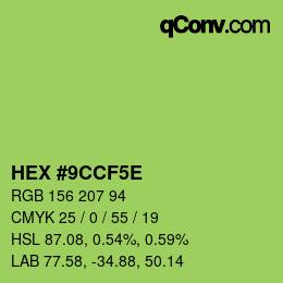 Farbcode: HEX #9CCF5E | qconv.com