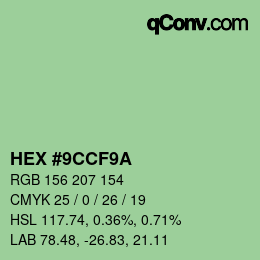 Color code: HEX #9CCF9A | qconv.com
