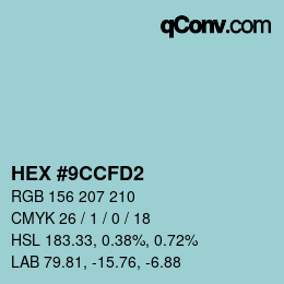 Color code: HEX #9CCFD2 | qconv.com