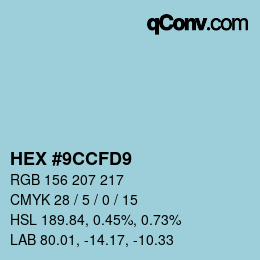 颜色代码: HEX #9CCFD9 | qconv.com