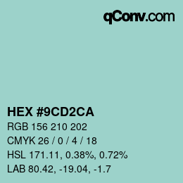 カラーコード: HEX #9CD2CA | qconv.com