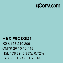 カラーコード: HEX #9CD2D1 | qconv.com