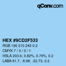 颜色代码: HEX #9CD2F533 | qconv.com