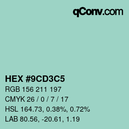 Color code: HEX #9CD3C5 | qconv.com