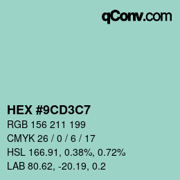 カラーコード: HEX #9CD3C7 | qconv.com