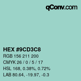 Color code: HEX #9CD3C8 | qconv.com