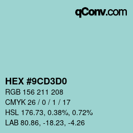 Color code: HEX #9CD3D0 | qconv.com