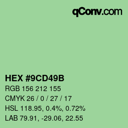 Color code: HEX #9CD49B | qconv.com