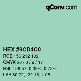 Color code: HEX #9CD4C0 | qconv.com