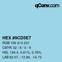 Code couleur: HEX #9CD5E7 | qconv.com