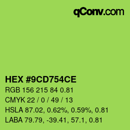 颜色代码: HEX #9CD754CE | qconv.com
