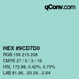 Color code: HEX #9CD7D0 | qconv.com