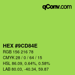 Color code: HEX #9CD84E | qconv.com