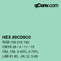 颜色代码: HEX #9CD8C0 | qconv.com