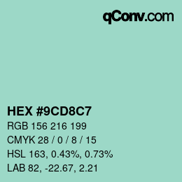 カラーコード: HEX #9CD8C7 | qconv.com