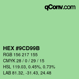 Color code: HEX #9CD99B | qconv.com