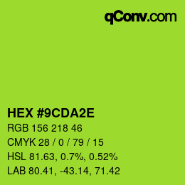 Color code: HEX #9CDA2E | qconv.com