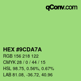 カラーコード: HEX #9CDA7A | qconv.com
