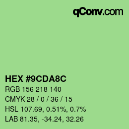 Color code: HEX #9CDA8C | qconv.com