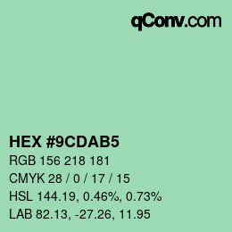 カラーコード: HEX #9CDAB5 | qconv.com