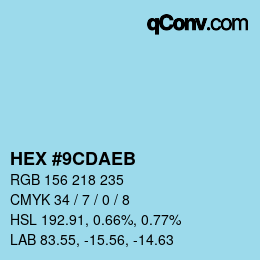 カラーコード: HEX #9CDAEB | qconv.com