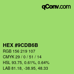 Color code: HEX #9CDB6B | qconv.com