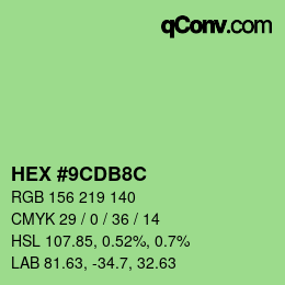 Color code: HEX #9CDB8C | qconv.com