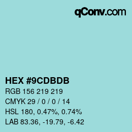 Color code: HEX #9CDBDB | qconv.com