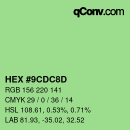 Color code: HEX #9CDC8D | qconv.com