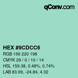 Color code: HEX #9CDCC6 | qconv.com