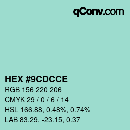 Color code: HEX #9CDCCE | qconv.com