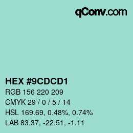 Color code: HEX #9CDCD1 | qconv.com