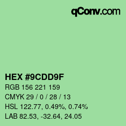 Color code: HEX #9CDD9F | qconv.com